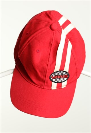 Vintage Vans Script Baseball Strapback Cap Red