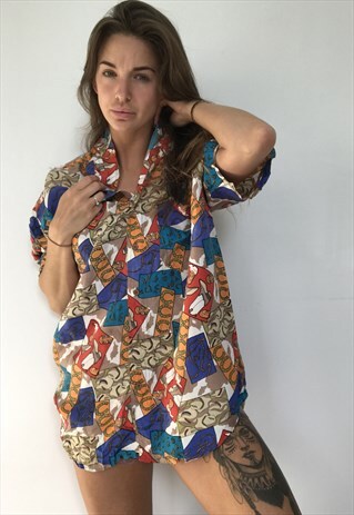 PATTERNED OVERSIZED RETRO VINTAGE UNISEX FESTIVAL SHIRT