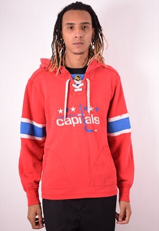 NHL MENS VINTAGE HOODIE SWEATER LARGE RED 90S
