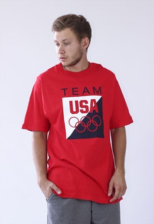 VINTAGE MENS USA TEAM OLYMPIC GAMES BIG LOGO T-SHIRT