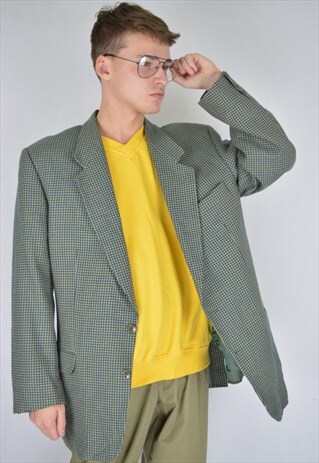 VINTAGE GREEN CHECKERED PARTY BLAZER