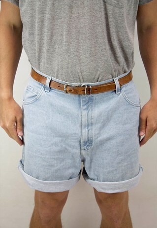 VINTAGE 90S LEE LIGHT BLUE STONEWASH DENIM SHORTS