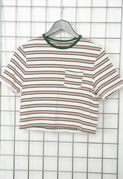 Vintage 90s Striped Crop T-shirt Size S