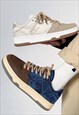 DENIM SNEAKERS CHUNKY SOLE SHOES JEAN TRAINERS IN BLUE BROWN