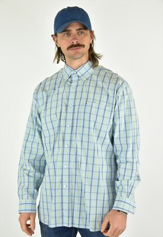 VINTAGE 90'S TOMMY HILFIGER BLUE PLAID SHIRT SIZE LG