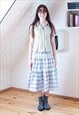 BLUE CHECKED A LINE COTTON SKIRT