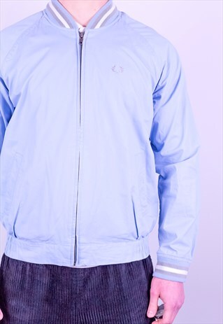 VINTAGE FRED PERRY BOMBER JACKET IN BLUE MEDIUM