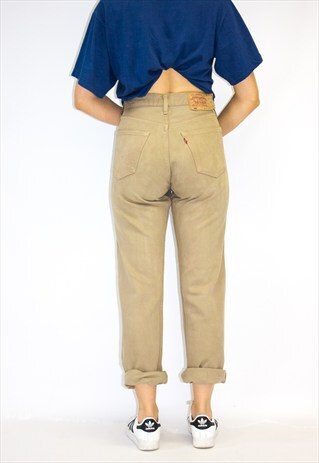 VINTAGE LEVI'S BEIGE 501 BOYFRIEND JEANS