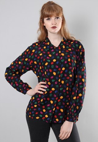 VINTAGE 80S SPOTTY PATTERNED BLOUSE