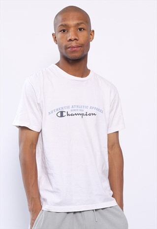VINTAGE CHAMPION BIG SPELL OUT LOGO T-SHIRT WHITE