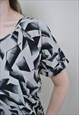 MODERNIST STYLE BLOUSE, 90'S ABSTRACT PULLOVER SHIRT
