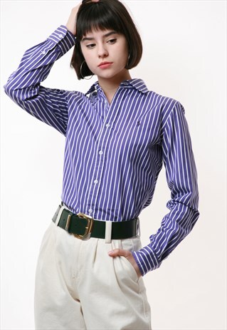 VINTAGE RALPOH LAUREN PURPLE STRIPED SHIRT 1614
