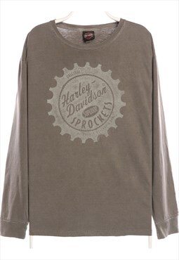 Harley Davidson 90's Long Sleeve Crewneck Back Print T Shirt