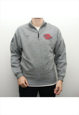 Nike - Grey Embroidered Quarter Zip Sweatshirt - Small