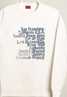 Vintage Levi's Crewneck Spell out Sweatshirt White Size M
