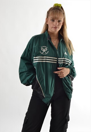 GREEN ADIDAS RETRO VARSITY TENNIS JACKET GTJ3897