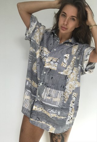 PATTERNED OVERSIZED RETRO VINTAGE UNISEX FESTIVAL SHIRT
