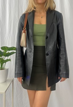 Vintage Y2K leather blazer in black. 