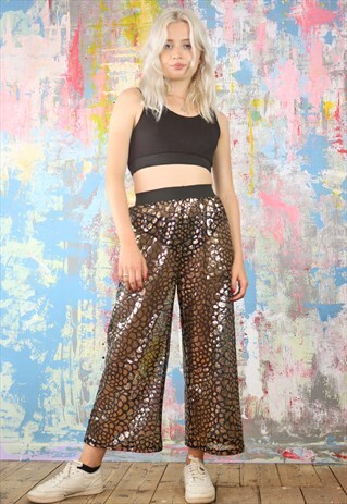 CROPPED TROUSERS IN SEMI-SHEER MERMAID SEQUINS