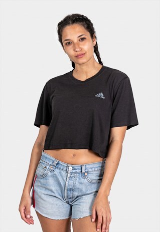 VINTAGE 80S ADIDAS SPORT CROP T-SHIRT / S3142