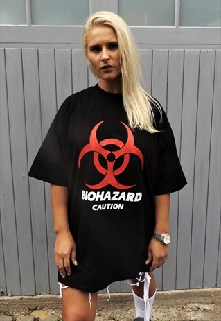 DROP SHOULDER HAZARD PRINT RUDE UTILITY PREMIUM TEESHIRT