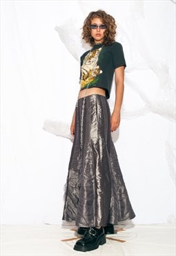 Vintage Y2K Silver Whimsigoth Maxi Skirt