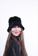 VELVET BOHO HAT, VINTAGE VELOUR WOMAN HAT, DARK COLOR RETRO 