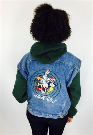 VINTAGE 80A LOONEY TOONS EMBROIDERED DENIM JACKET