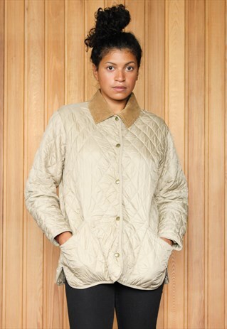 VINTAGE 1990S BARBOUR CREAM QUILTED COAT