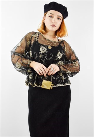 BEAUTIFUL CHIFFON BELL SLEEVE EMBROIDERED FESTIVAL PARTY TOP