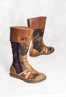 Vintage Y2K ART Company Boxing Boots in Brown Leather