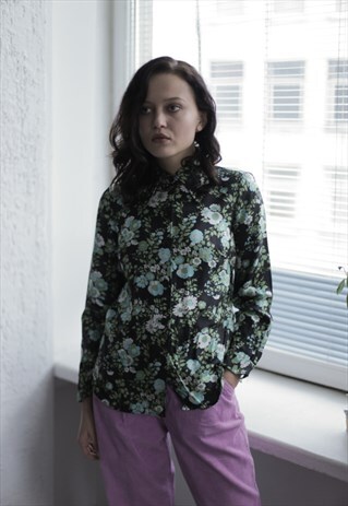 VINTAGE 70'S MULTI COLOUR FLOWER PATTERNED SHIRT
