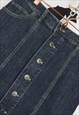 VINTAGE HIGH WAISTED DARK BUTTON FRONT DENIM PENCIL SKIRT
