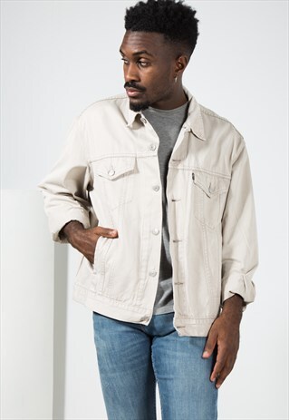 VINTAGE 80S LEVI'S CONTRAST COLLAR DENIM JACKET / S0163