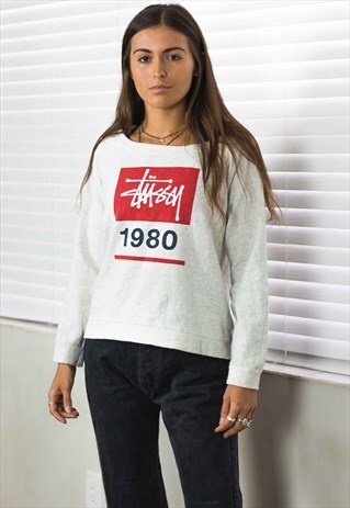 VINTAGE STUSSY SWEATSHIRT JUMPER LOGO 90S M 9.2