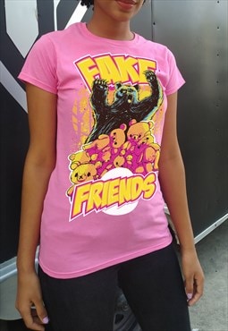 Fake Friends Funny Bear Cartoons Graphic T-shirt