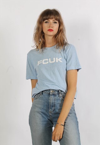 VINTAGE FRENCH CONNECTION SPELLOUT T-SHIRT BLUE