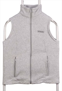 Vintage 90's Columbia Gilet Fleece Spellout Logo Zip Up