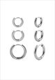 DAWN. 3 PIECE SMALL SILVER HOOP EARRING SET