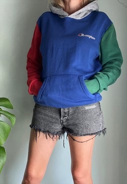 Vintage Champion Colour Block Sweatshirt Hoodie 