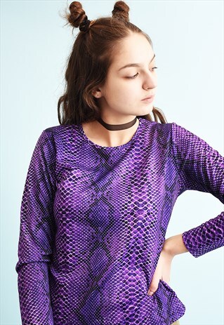 Y2K BETTY BARCLAY KITSCH SNAKESKIN PRINT PARTY TOP