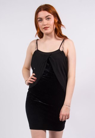 VINTAGE 90'S BLACK VELVET MINI DRESS