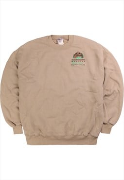 Vintage 90's Jerzees Sweatshirt Button Up Crewneck Beige