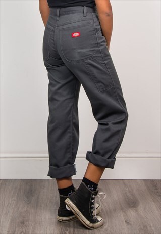 VINTAGE 90'S DICKIES GREY HIGH WAIST TROUSERS