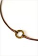 BELIEVE NECKLACE FOR MEN BRONZE CIRCLE BROWN CORD FOR HIM