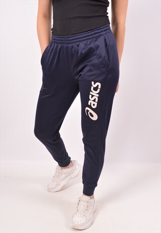 VINTAGE ASICS TRACKSUIT TROUSERS NAVY BLUE