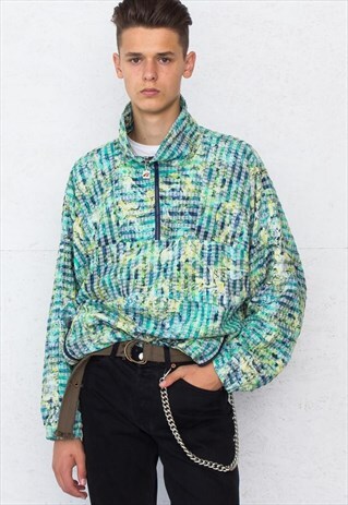 VINTAGE GREEN 1/4 ZIP PULLOVER WINDBREAKER JACKET