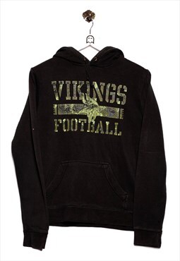 Vintage  Hoodie Vikings Football Print Black