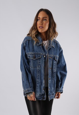 VINTAGE DENIM JACKET OVERSIZED FITTED UK 16 XL (C3Z)