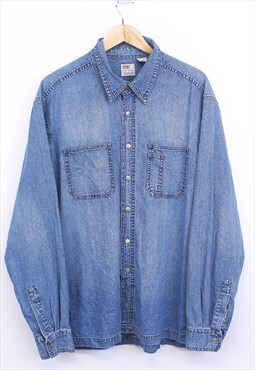 Vintage Levi's Denim Shirt Blue Faded Wash Long Sleeve 90s